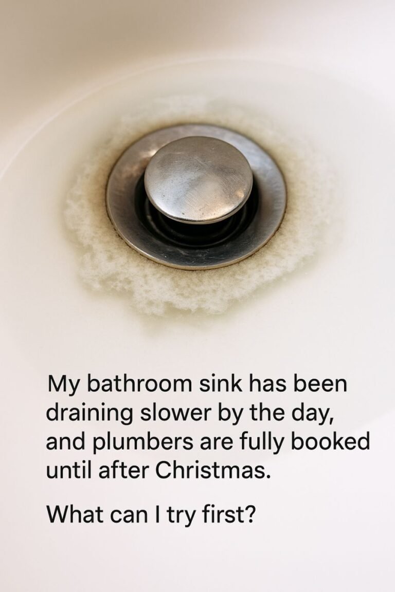 My bathroom sink has been draining slower by the day, and plumbers are fully booked until after Christmas. What can I try first?